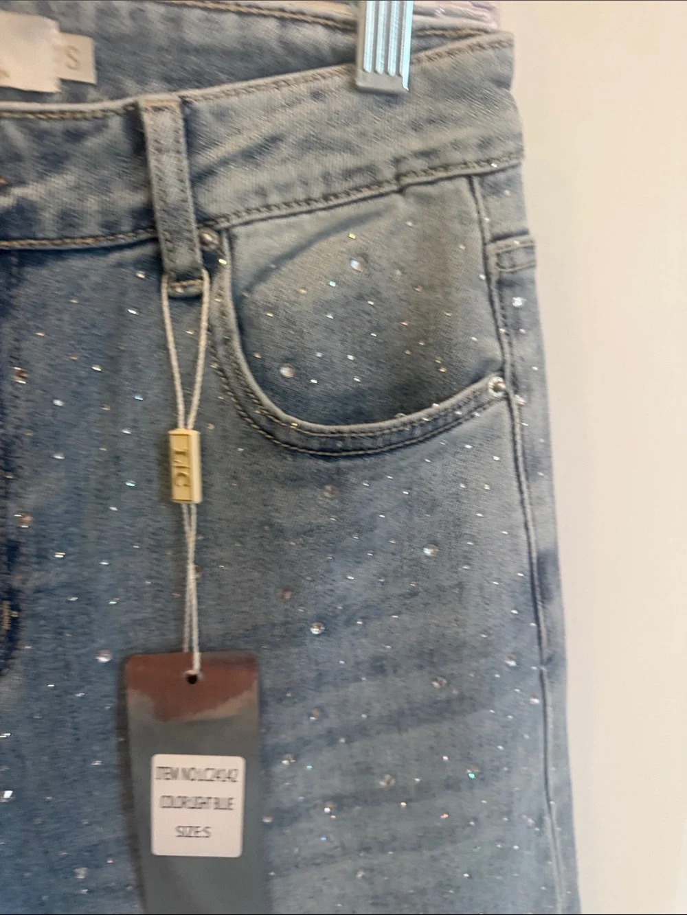 L/C  COLLECTION Light Wash Embellished Straight Jeans